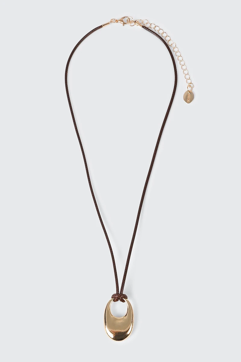Oval Pendant Cord Necklace