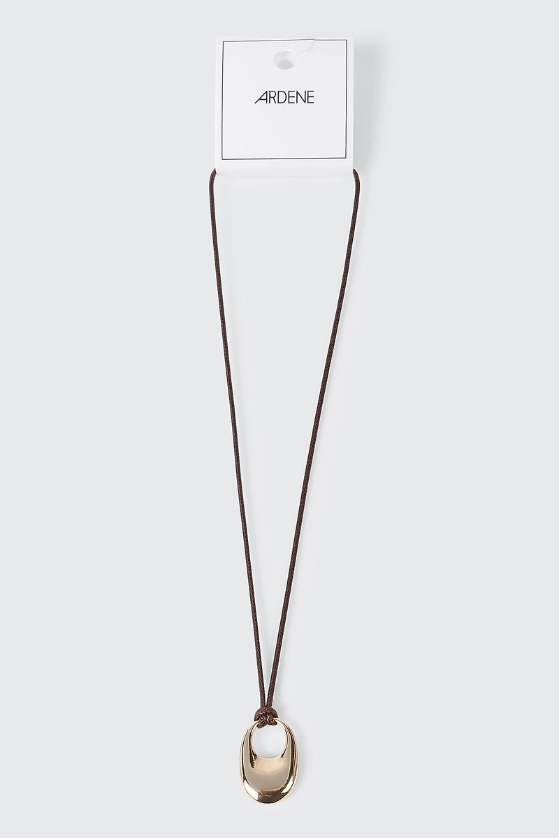 Oval Pendant Cord Necklace