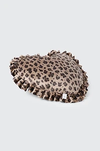 Leopard Ruffle Heart Velvet Pillow