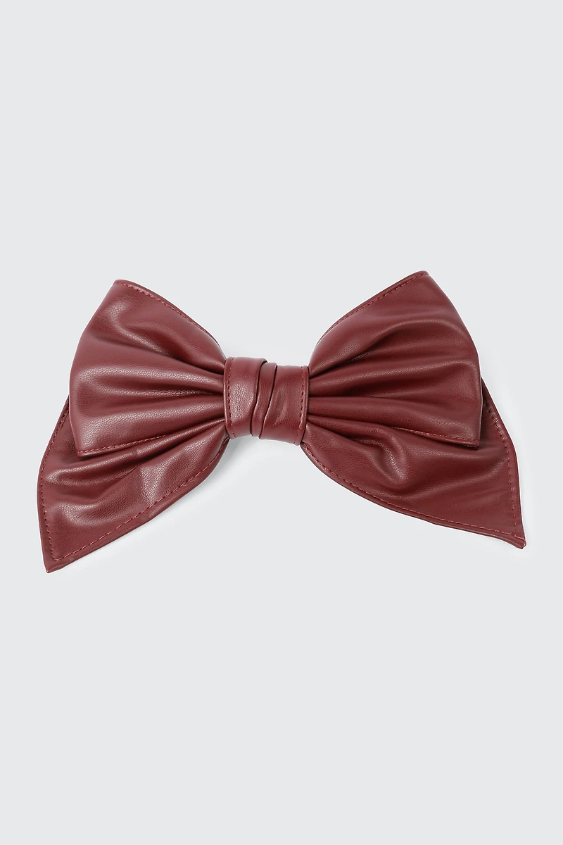 Faux Leather Bow Barrette