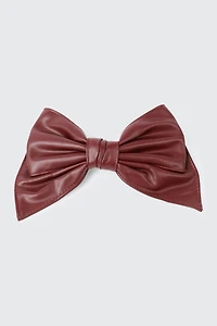 Faux Leather Bow Barrette