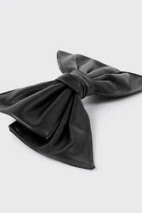 Faux Leather Bow Barrette