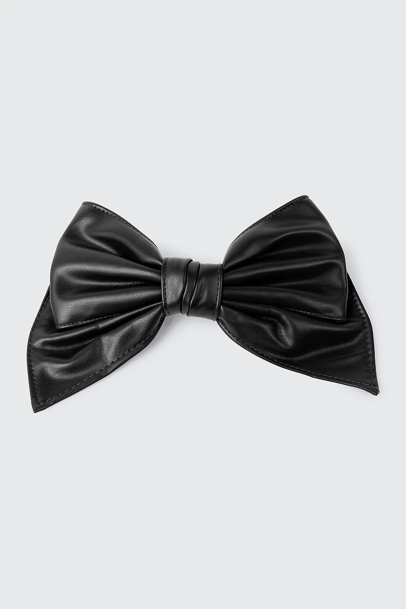 Faux Leather Bow Barrette