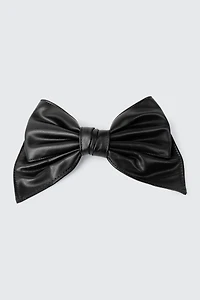 Faux Leather Bow Barrette