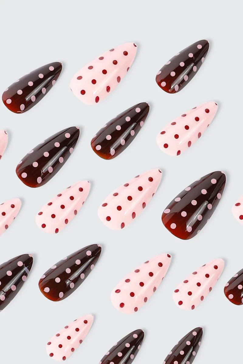 Faux ongles autocollants à pois