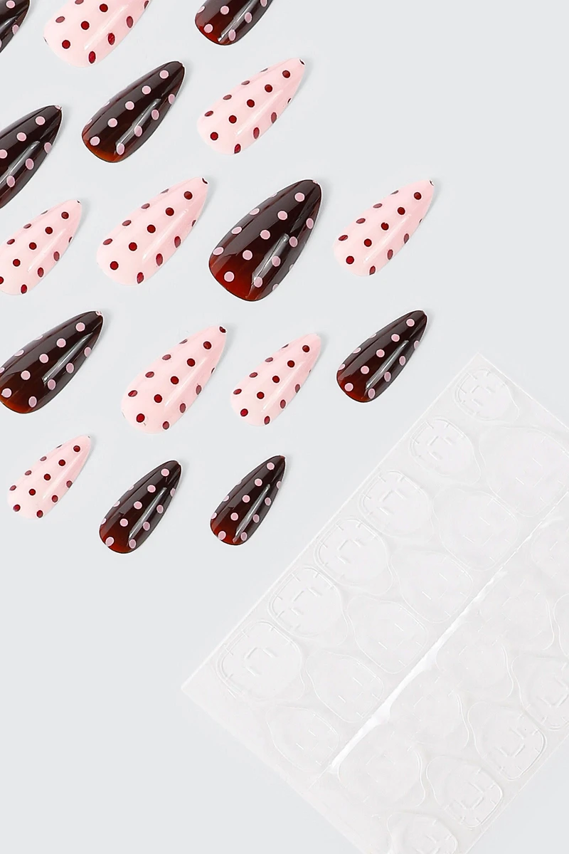 Polka Dot Press On Faux Nails