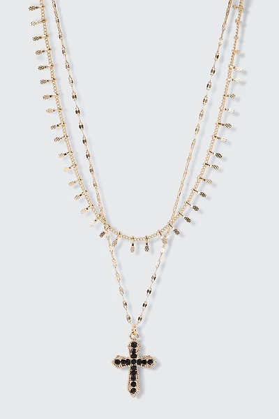 Layered Cross Pendant Necklace