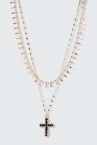 Layered Cross Pendant Necklace