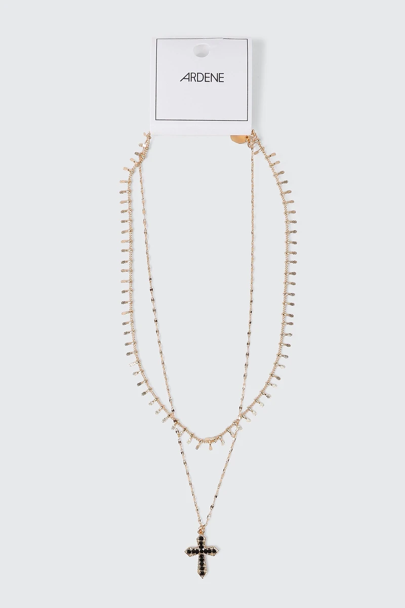 Layered Cross Pendant Necklace