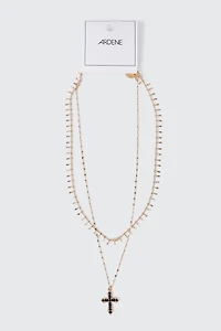 Layered Cross Pendant Necklace