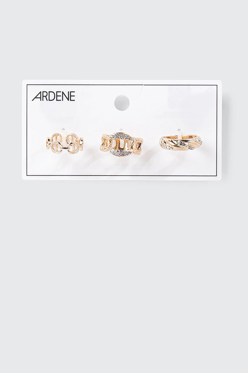 3-Pack Stone Accent Chain Rings