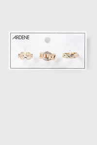 3-Pack Stone Accent Chain Rings