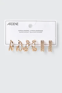 3-Pack Assorted Hoop Earrings