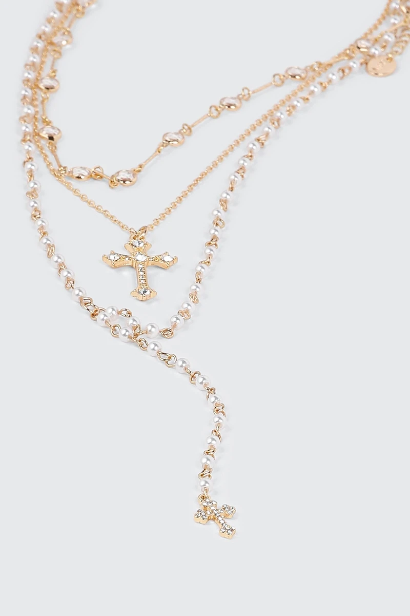 Rosary Style Layered Necklace