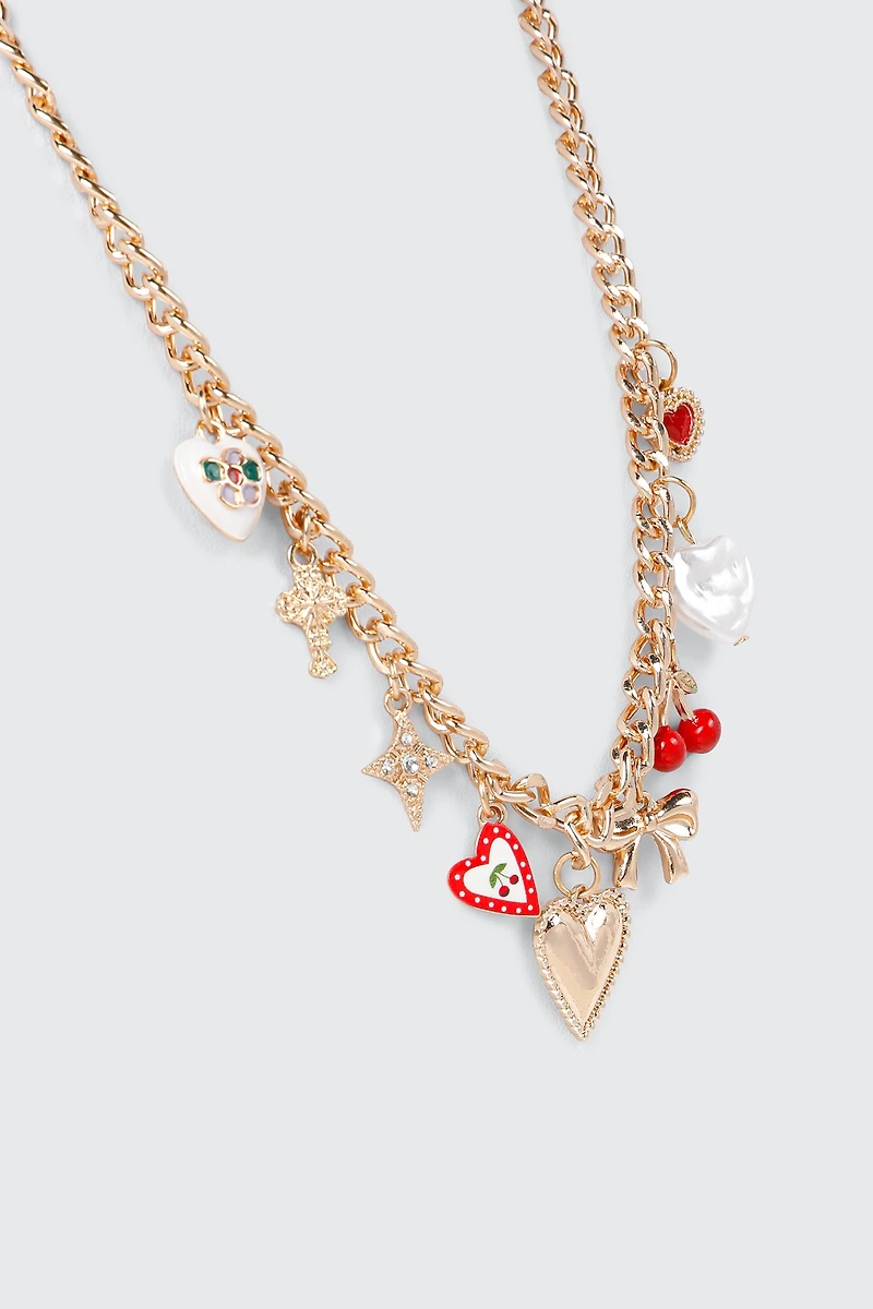 Collier chaîne à breloques variées