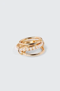 3-Piece Interlinked Faux Pearl Ring Set
