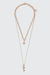 Collier à 2 rangs avec cadenas en cœur