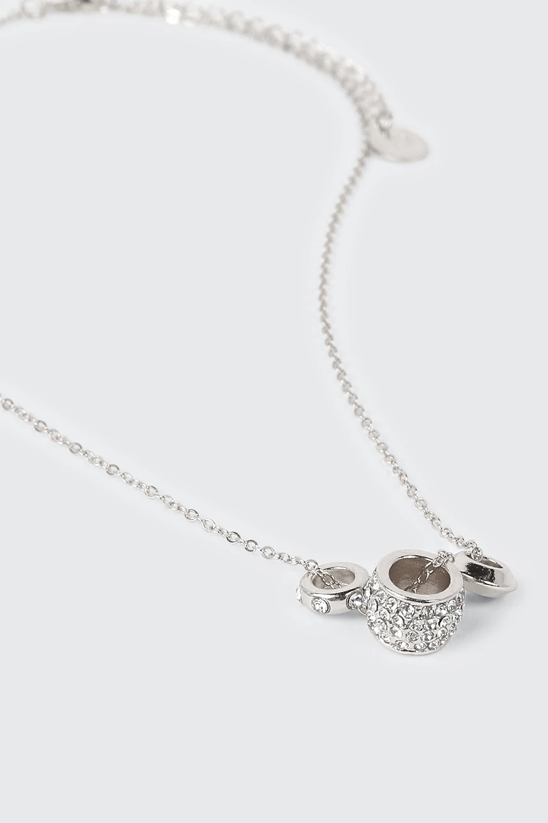 Collier pendentifs cylindriques avec pierre