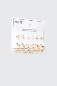 6 Pairs Twisted Hoop Earrings