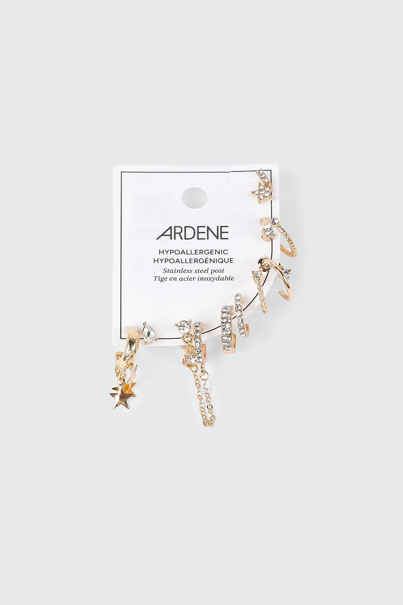 Lot de 12 boucles d'oreilles anneaux et clous