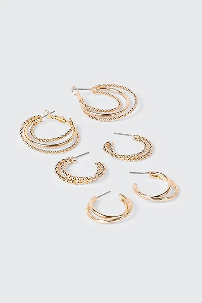 3-Pack Double Row Thin Hoops
