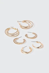 3-Pack Double Row Thin Hoops
