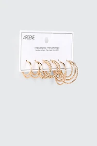 3-Pack Double Row Thin Hoops
