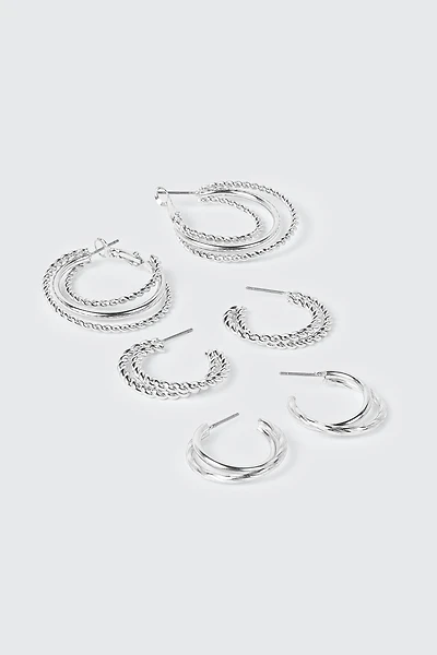 3-Pack Double Row Thin Hoops
