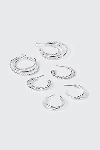 3-Pack Double Row Thin Hoops