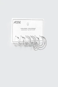 3-Pack Double Row Thin Hoops