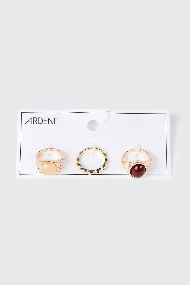 Lot de 3 bagues avec pierres