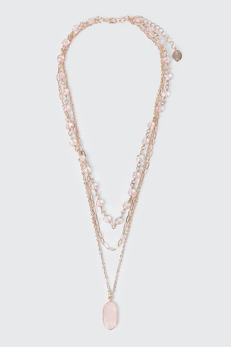 Stone Pendant Layered Necklace