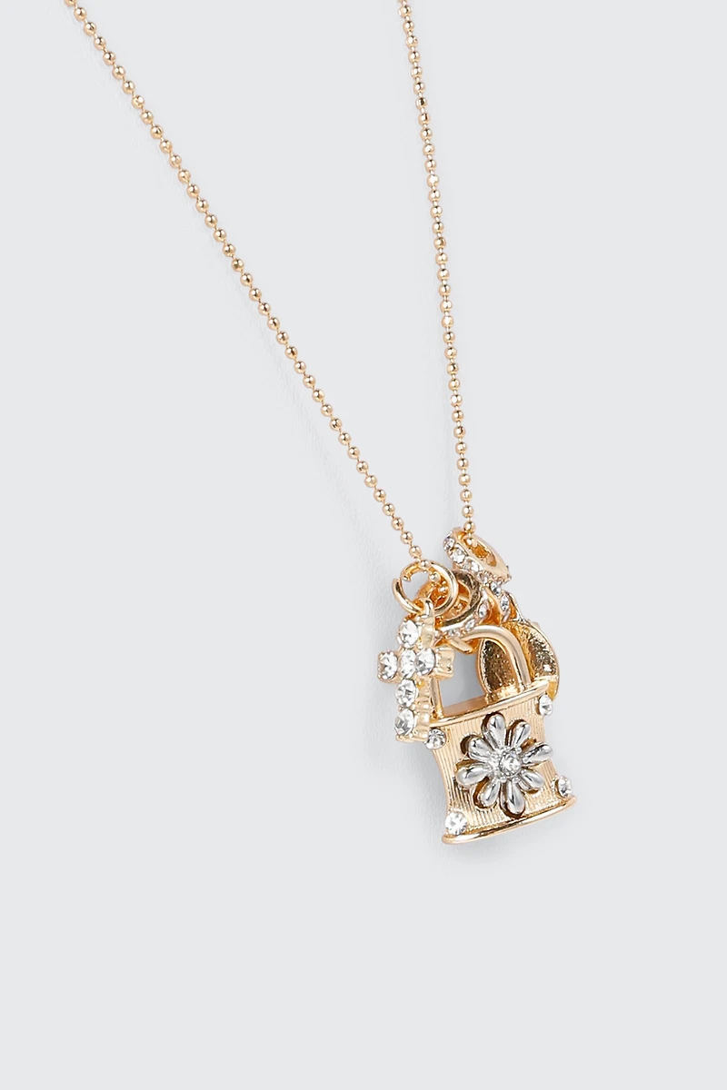 Padlock Mixed Charm Necklace