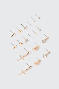 9 Pairs Stud and Drop Earrings