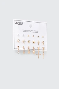 9 Pairs Stud and Drop Earrings