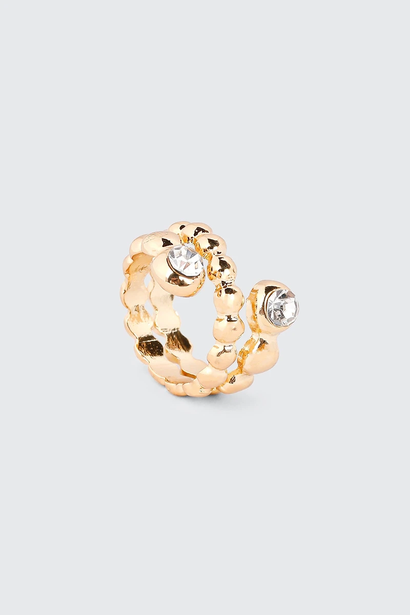 Bague perlée torsadée avec pierres