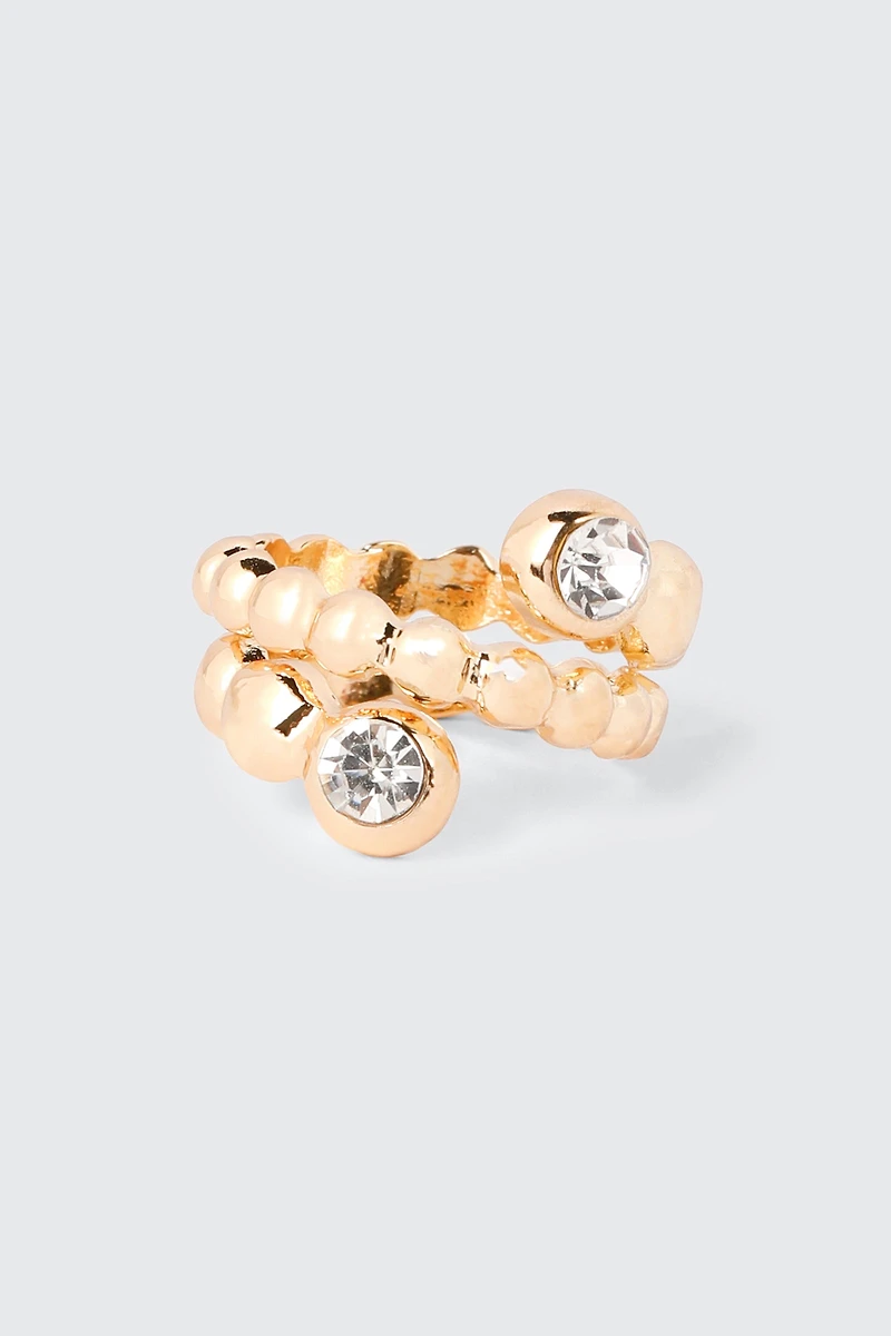 Bague perlée torsadée avec pierres