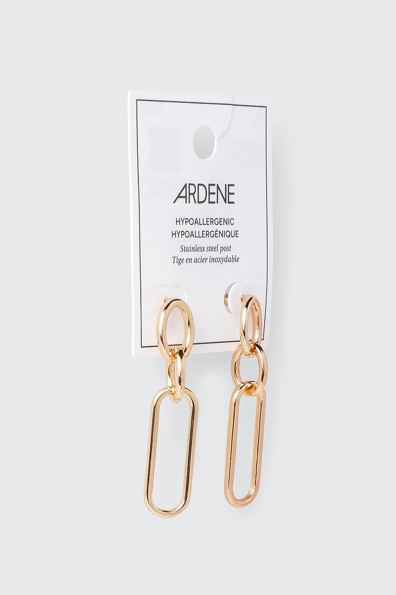 Oval Link Double Loop Earrings