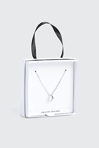 Collier cœur plaqué or blanc 14K