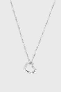 14K White Gold Plated Heart Necklace