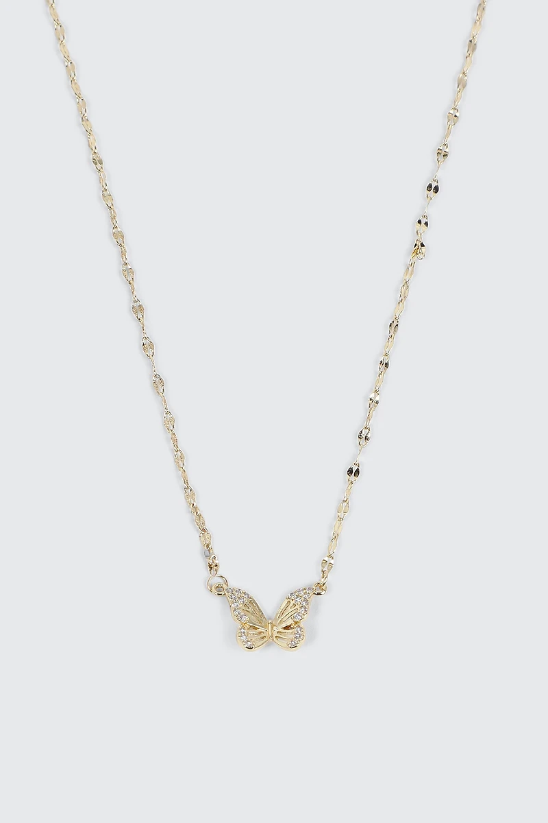 14K Gold Plated Butterfly Necklace