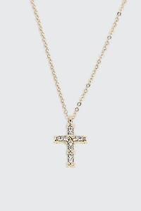 Collier croix plaqué or 14 carats