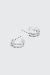 14K White Gold Plated Hoop Earrings