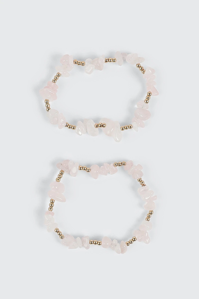 2-Piece Semi-Precious Stretch Bracelets