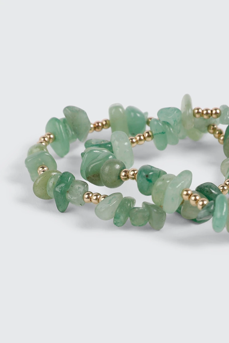 2-Piece Semi-Precious Stretch Bracelets