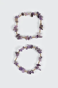 2-Piece Semi-Precious Stretch Bracelets