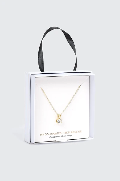 14K Gold Plated Solitaire Necklace