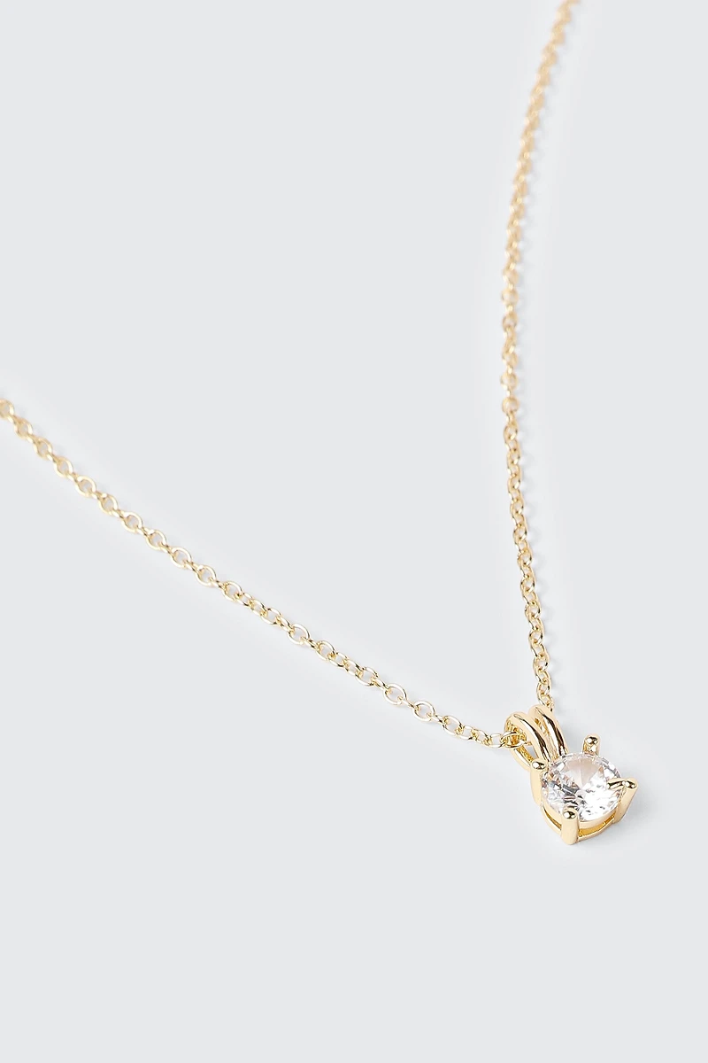 14K Gold Plated Solitaire Necklace