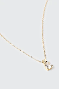 14K Gold Plated Solitaire Necklace