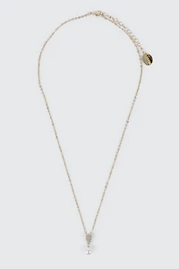 14K Gold Pearl and heart Pendant Necklace
